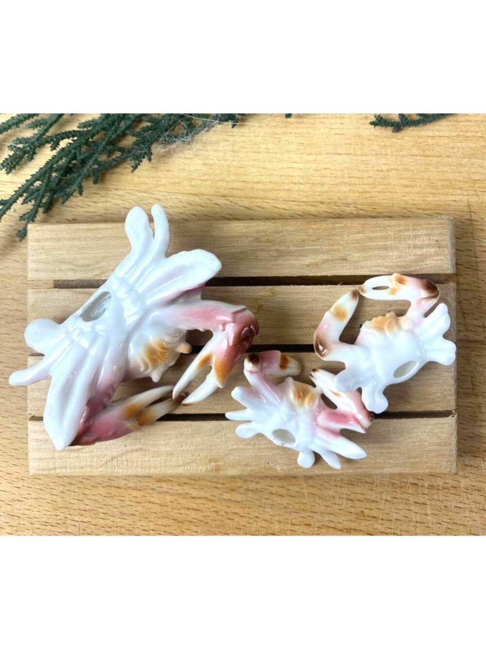 Miniature Crab Family Japan Bone China In Original Box Mint Nautical Seaside - Picture 4 of 4